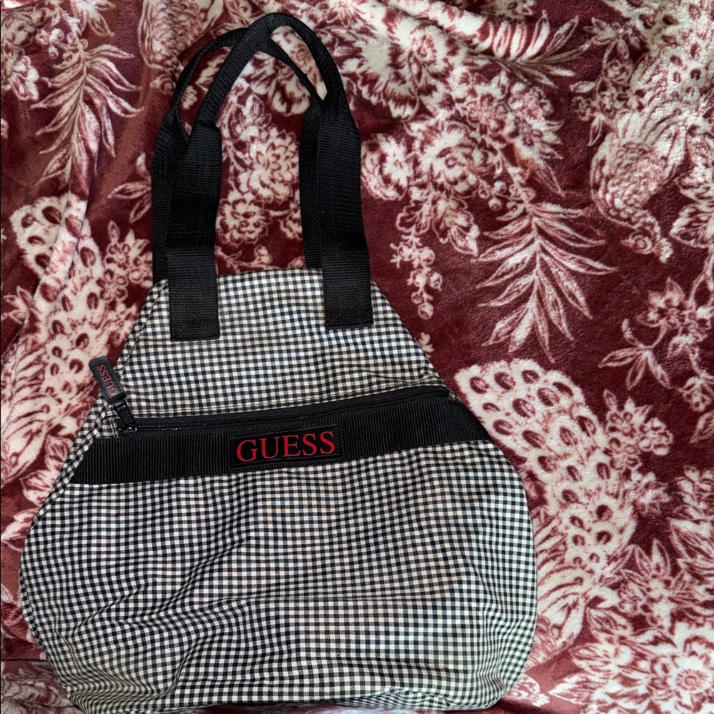 Vintage G by Guess Black and White Gingham Tote In Perfect Condition